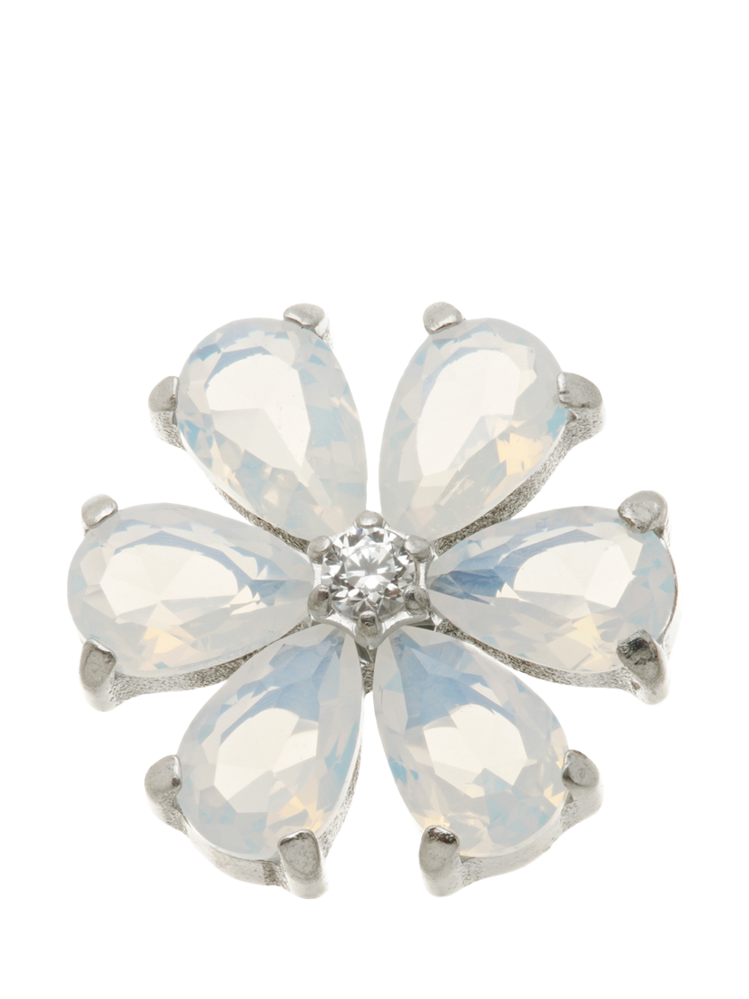 Product image 4 of 6, which shows Tish Lyon Iris Titanium Flower Flatback Stud Earrings, Silver/White