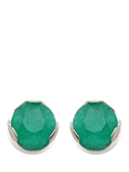 Tish Lyon Kira Titanium Natural Stone Flatback Stud Earrings, Silver/Green Agate