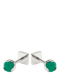Tish Lyon Kira Titanium Natural Stone Flatback Stud Earrings, Silver/Green Agate
