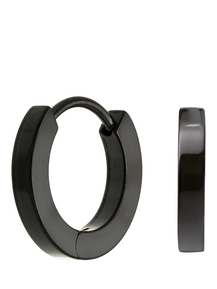 Product image 1 of 4, which shows Tish Lyon Leah Titanium Small Huggie Hoop Earrings, Black