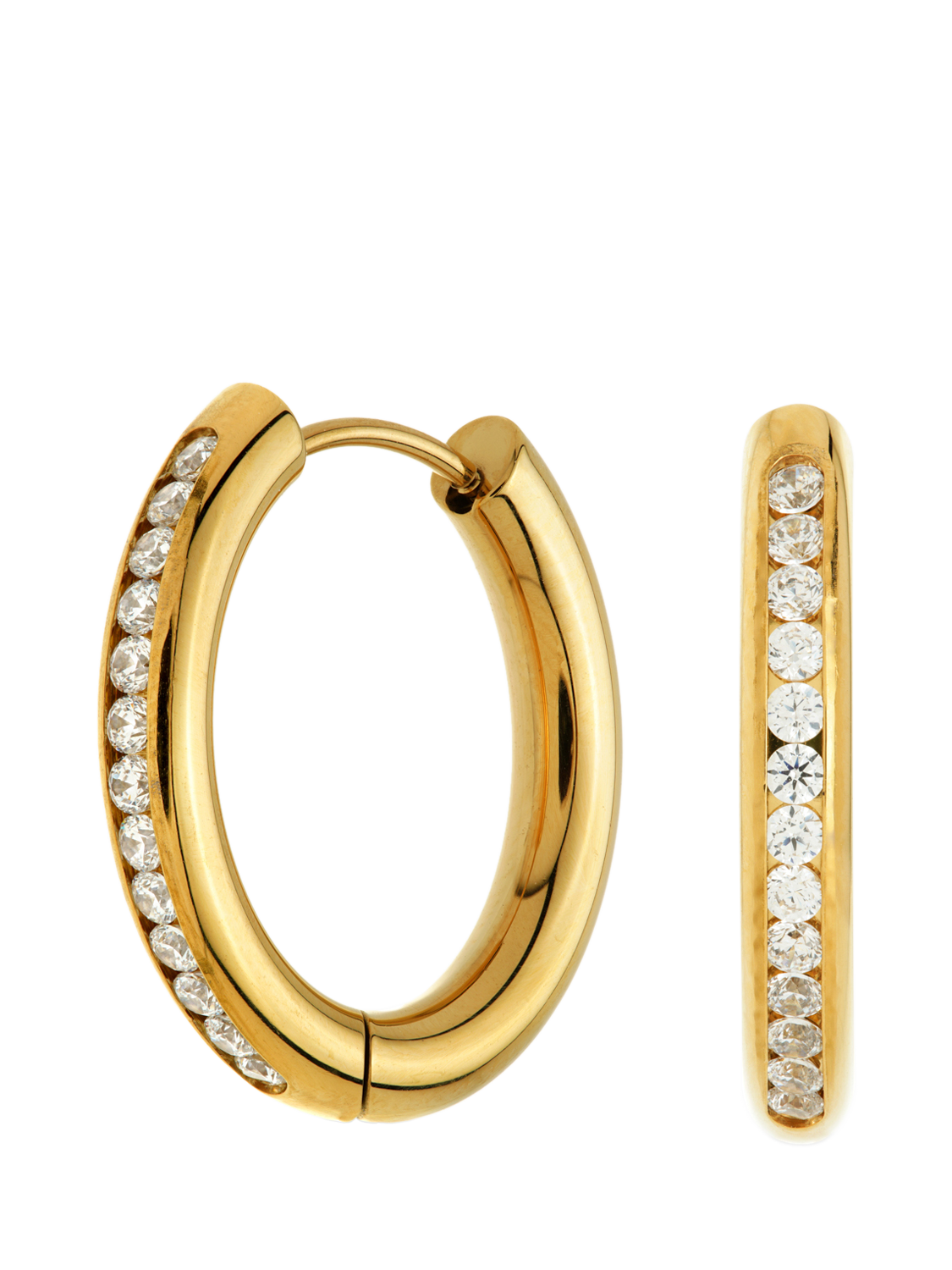 Product image 1 of 5, which shows Tish Lyon Zoe Chunky Pave Cubic Zirconia Hoop Earrings, Gold