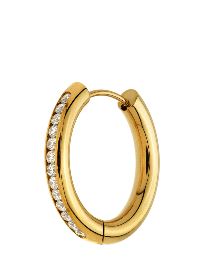 Product image 3 of 5, which shows Tish Lyon Zoe Chunky Pave Cubic Zirconia Hoop Earrings, Gold
