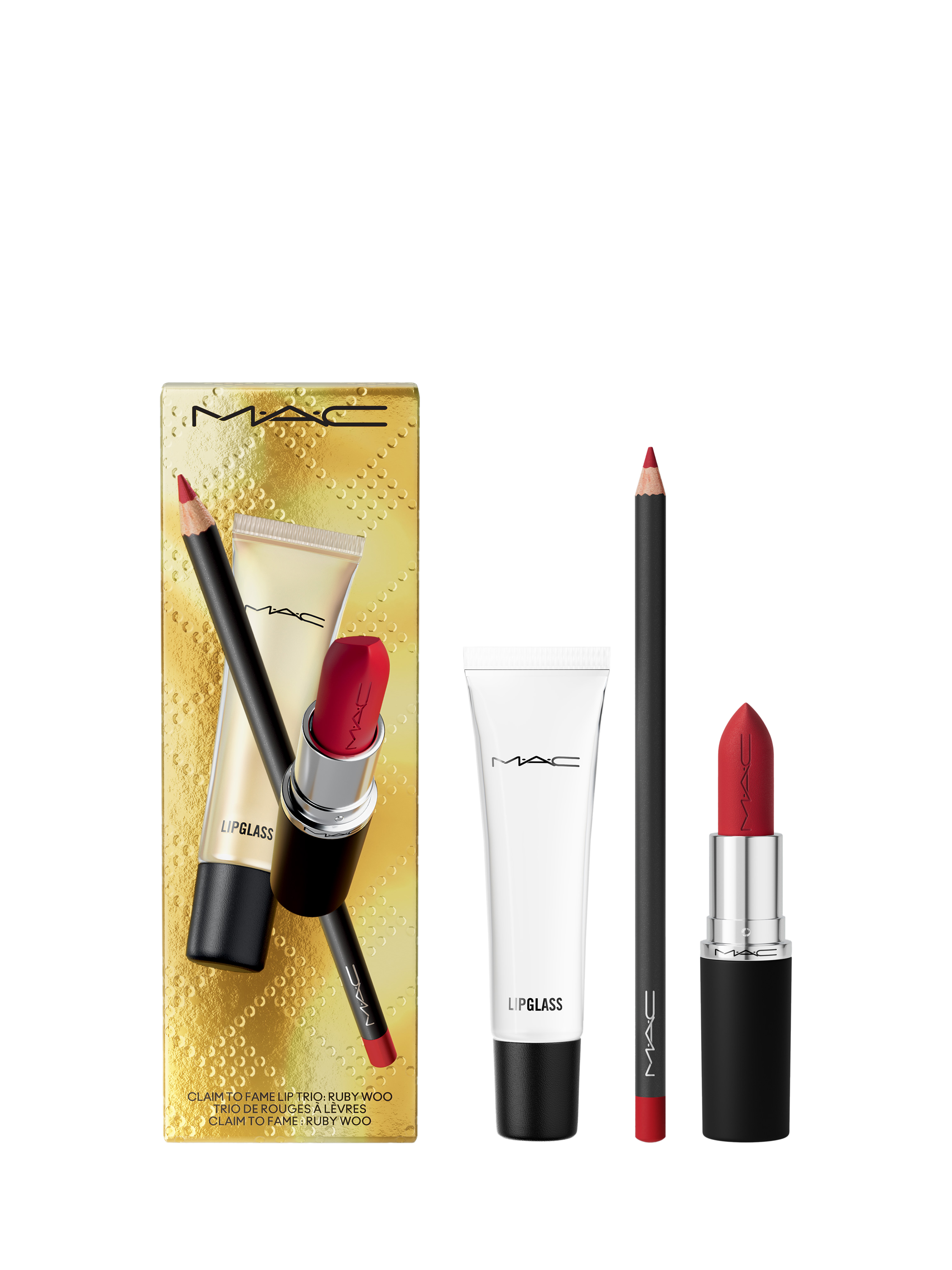MAC Claim to Fame Lip Trio Ruby Woo Makeup Gift Set