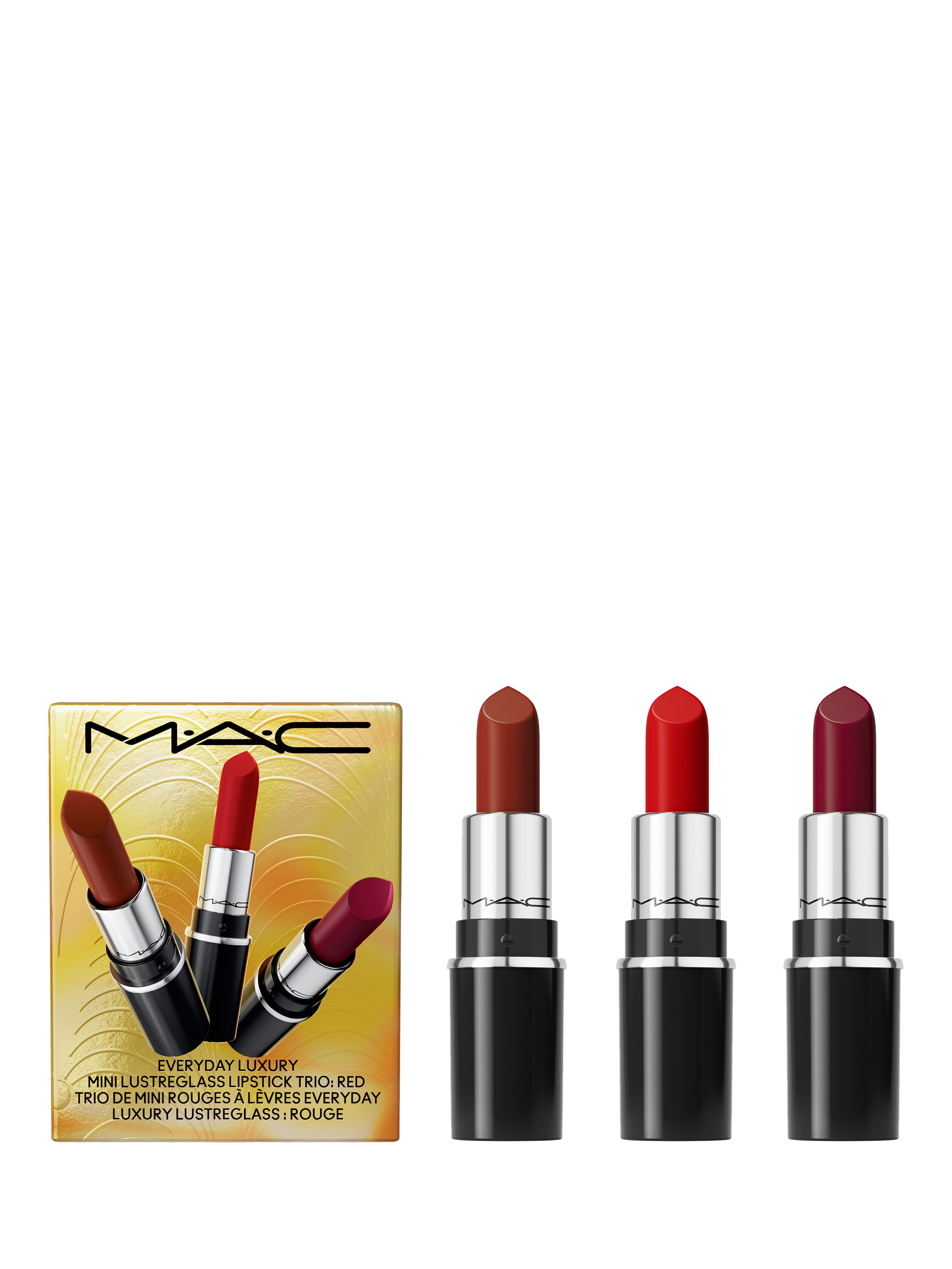 MAC Everyday Mini Lustreglass Lipstick Trio, Red
