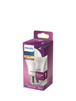 Philips 100W A60 E27 LED Non-Dimmable Classic Bulb, White, White