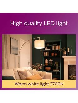 Philips 60W A60 E27 LED Non-Dimmable Classic Bulb, Pack of 2, White - view 2, White