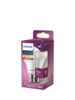 Philips 75W A60 B22 LED Non-Dimmable Classic Bulb, White, White