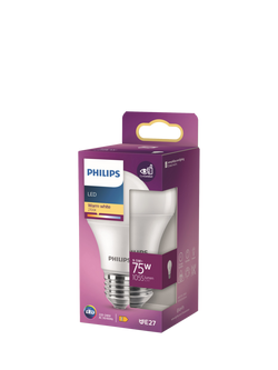 Philips 75W A60 E27 LED Non-Dimmable Classic Bulb, White, White