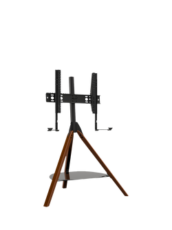 Hoxton Sound Freestanding Tripod TV + Soundbar Stand, for TVs 32-70”, Dark Wood