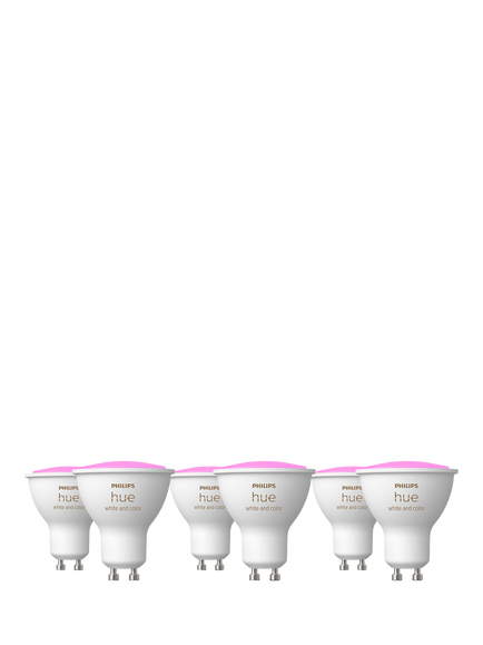 Philips Hue White & Colour Ambiance Wireless Smart LED Bulb with Bluetooth, 4.2W GU10, Pack of 6, White