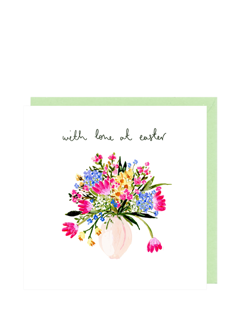 Louise Mulgrew Designs Vase of Easter Flowers Easter Card