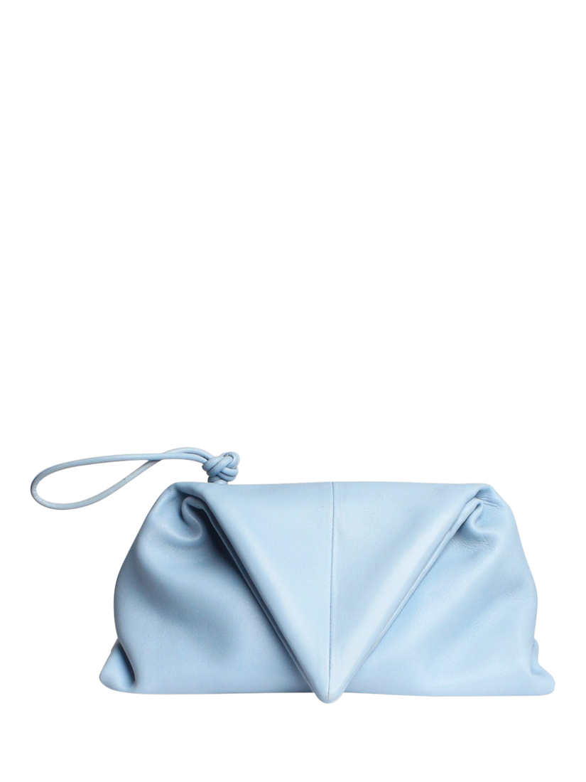 Pre-loved Bottega Veneta The Trine Leather Envelope Cutch Bag, Blue
