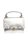 Pre-loved Fendi Studded Kan Leather Cross Body Bag, Silver