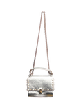 Pre-loved Fendi Studded Kan Leather Cross Body Bag, Silver