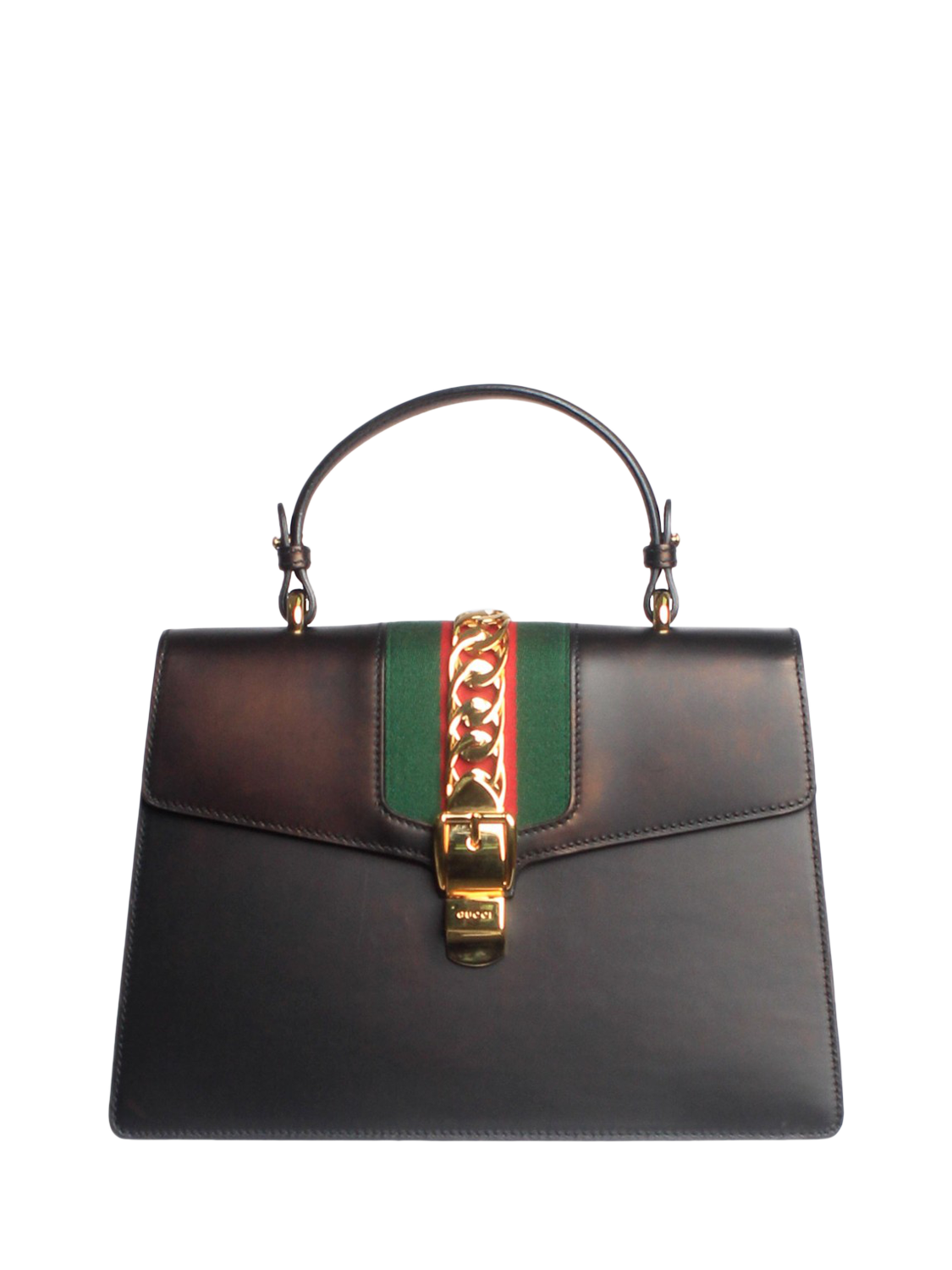 Pre-loved GUCCI Sylvie Leather Grab Bag, Black