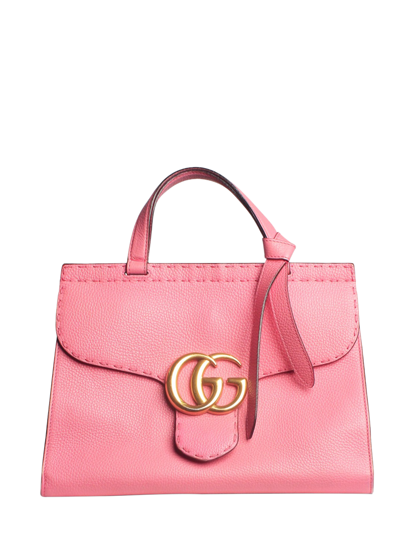 Pre loved GUCCI Marmont GG Leather Grab Handle Bag Pink