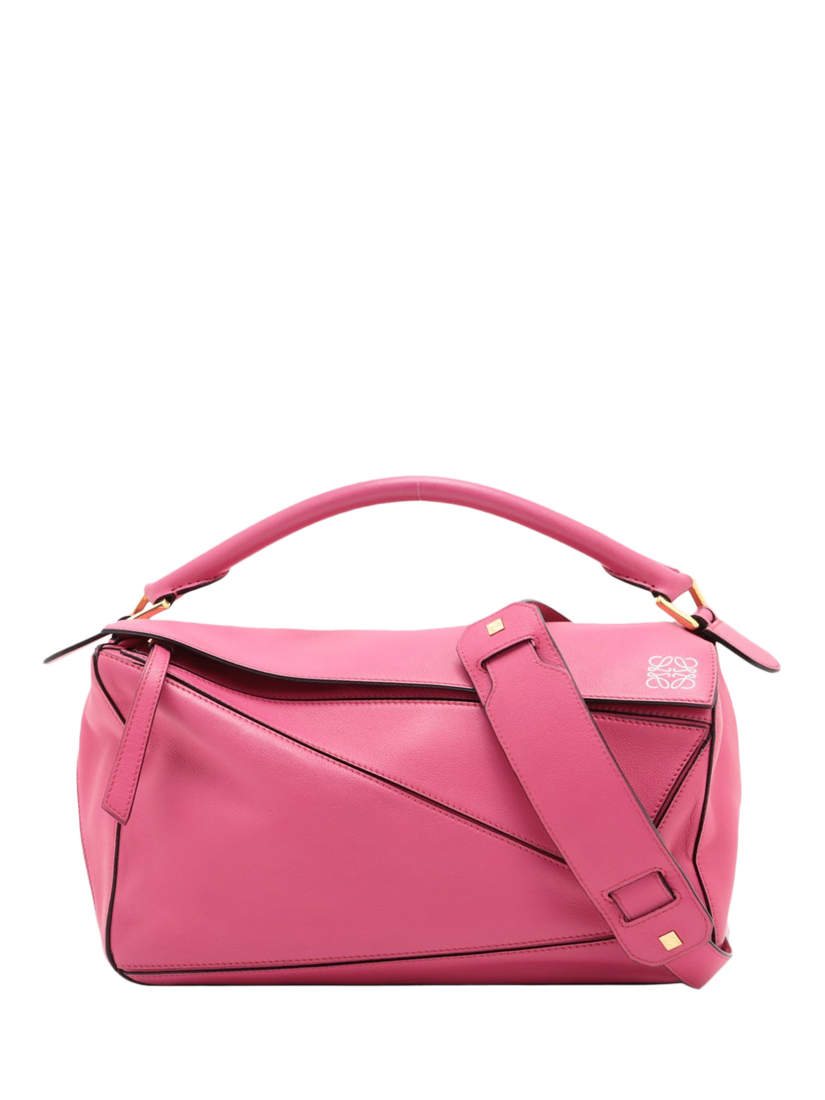 Pre-loved LOEWE Medium Puzzle Leather Cross Body Bag, Pink