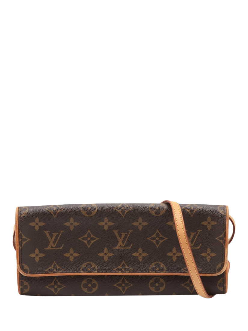 Pre-loved Louis Vuitton Monogram Pochette Twin GM Canvas & Leather Shoulder Bag, Brown
