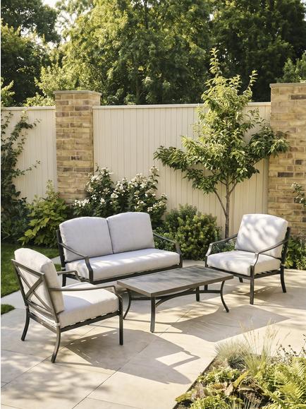 John Lewis Marlow Aluminium 4 Seater Garden Lounge Set - view 2, Black/Grey