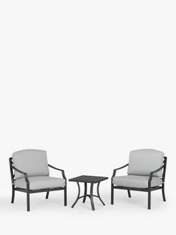 John Lewis Marlow Aluminium 2-Seater Garden Lounge Set, Black/Grey, Black/Grey