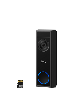 eufy C31 2K Smart Video Doorbell with MicroSD Card, Black, Black