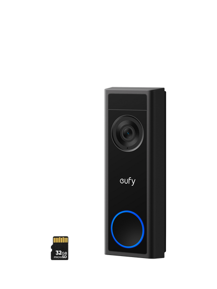 eufy C31 2K Smart Video Doorbell with MicroSD Card, Black, Black