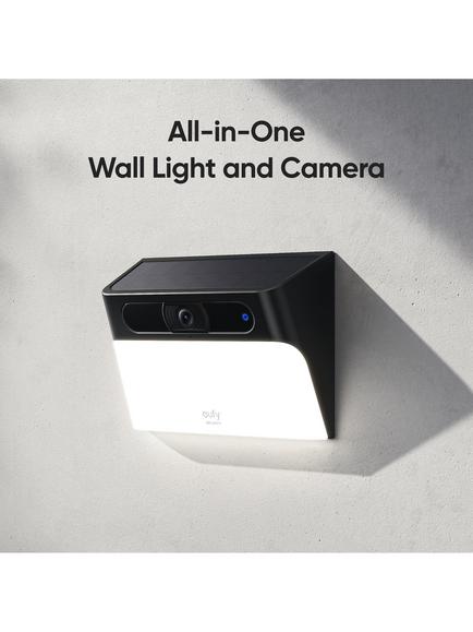 eufy S120 2K Solar Wall Light Outdoor Security Camera, Black - view 2, Black