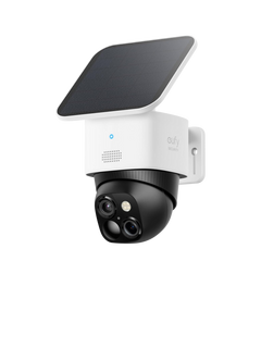 eufy Solo Cam S340 3K Dual Lens Smart Outdoor Security Camera with Solar Panel, White