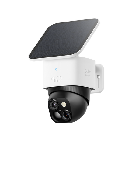 eufy SoloCam S340 3K Dual Lens Smart Outdoor Security Camera with 360° Coverage & Solar Panel, White, White