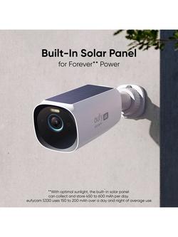 eufy eufyCam S330 4K Solar Add-On Smart Security Camera with Solar Panel, White - view 2, White