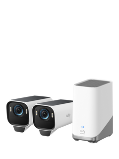 eufy eufyCam S3 Pro 4K Ultra HD Smart Security Camera with Solar Panel, Pack of 2, with HomeBase S380, White