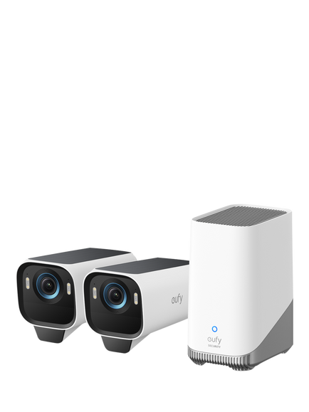 eufy eufyCam S3 Pro 4K Ultra HD Smart Security Camera with Solar Panel, Pack of 2, with HomeBase S380, White, White