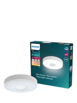 Philips SceneSwitch Coiner LED 24W Ceiling Light, White, White