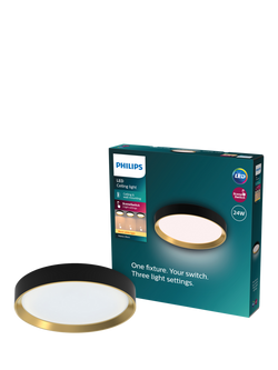 Philips SceneSwitch Hanno LED 24W Ceiling Light, Black, Black