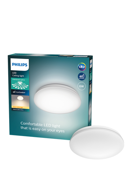 Philips Moire CL200 LED 6W Ceiling Light, White, White