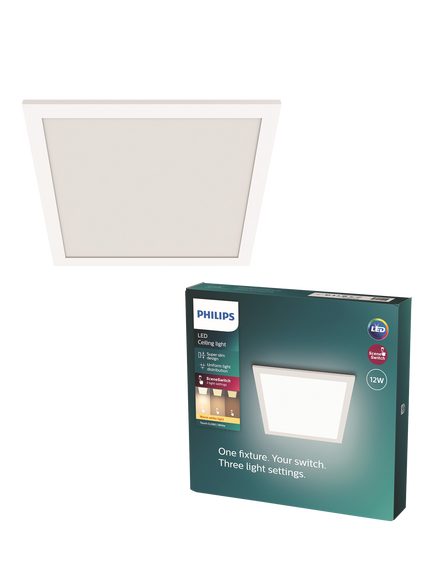 Philips SceneSwitch Touch CL560 LED 12W Square Ceiling Light, White, White