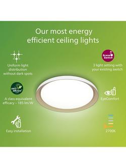 Philips SceneSwitch Ultra Efficient Pebblo LED 10W Ceiling Light, White - view 2, White