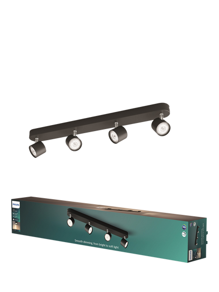 Philips Star Bar Dimmable 4 LED 4.5W Light Ceiling Spotlight, Black, Black
