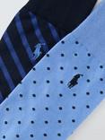 Ralph Lauren Dot & Stripe Crew Socks, Pack of 2, Blue Navy
