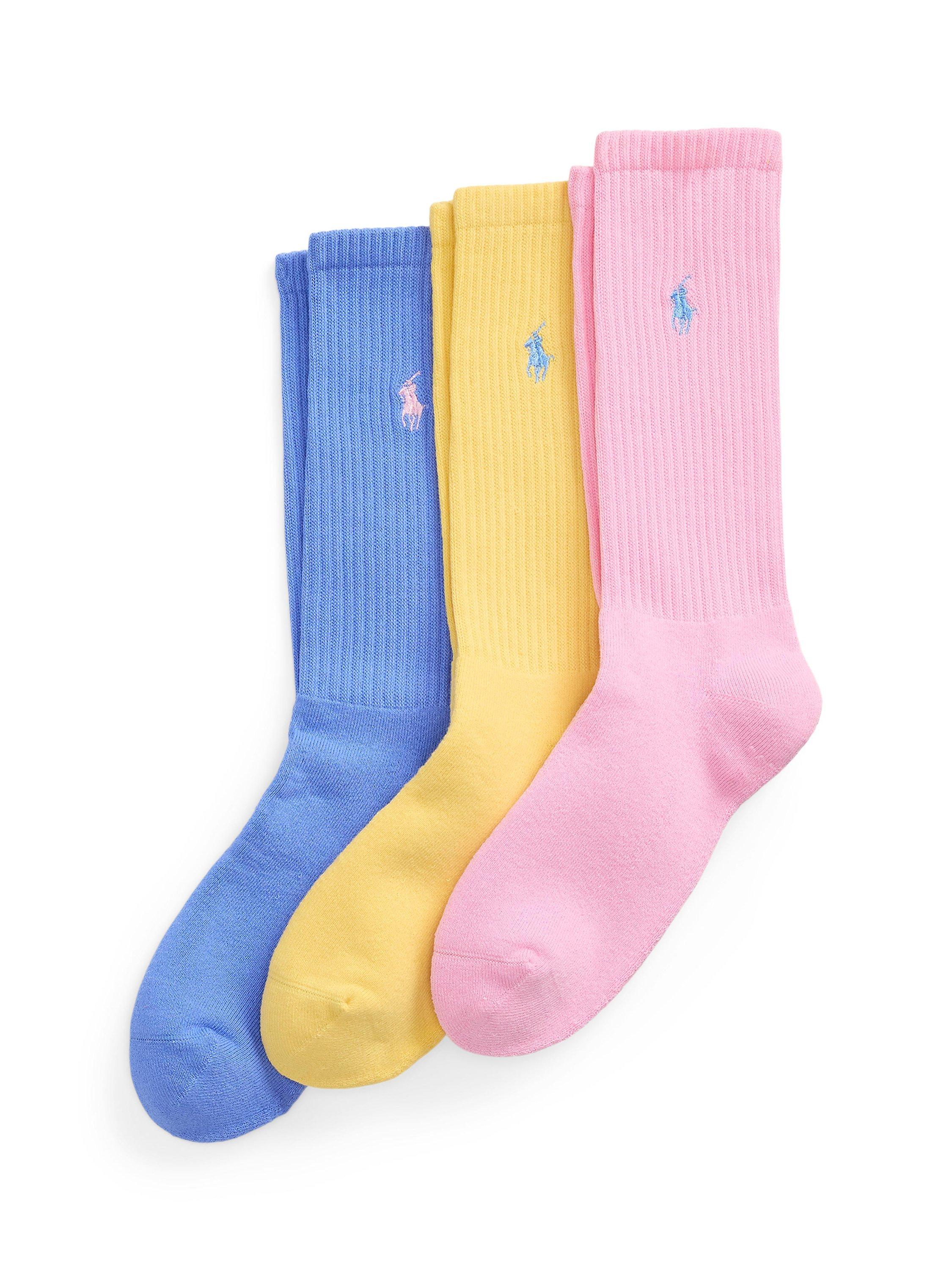 Polo Ralph Lauren Ribbed Crew Socks, Pack of 3, Multi
