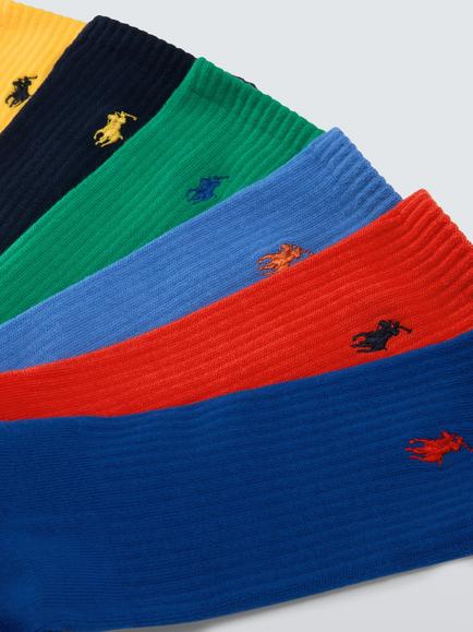 Ralph Lauren Polo Pony Socks, Pack of 6 - view 2, Nv Bl Tom Grn Sph Yw