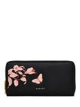 Radley Butterfly Leather Large Zip-Around Matinee Purse, Black