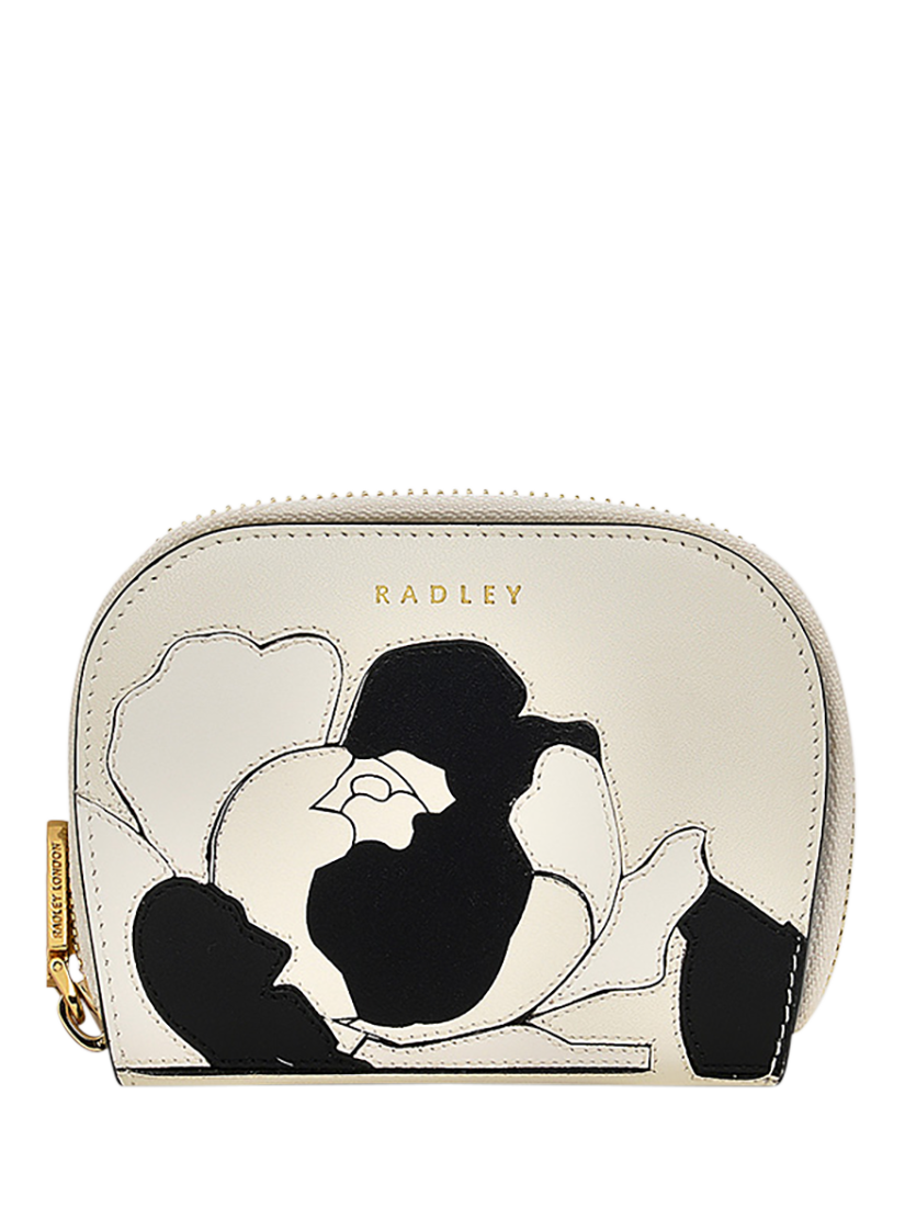 Radley Liverpool Street Icon Leather Abstract Floral Medium Bifold Purse, Chalk