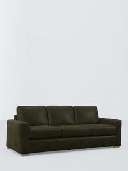 John Lewis Oliver II Grand 4 Seater Leather Sofa, Dark Leg, Demetra Green