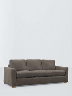 John Lewis Oliver II Grand 4 Seater Leather Sofa, Dark Leg, Demetra Grey