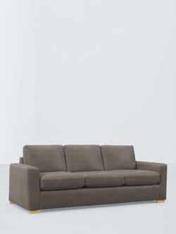 John Lewis Oliver II Grand 4 Seater Leather Sofa, Light Leg, Demetra Grey