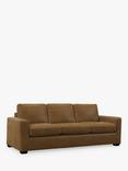 John Lewis Oliver II Grand 4 Seater Leather Sofa, Dark Leg, Demetra Light Tan