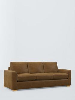 John Lewis Oliver II Grand 4 Seater Leather Sofa, Light Leg, Demetra Light Tan