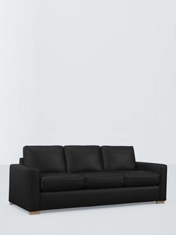 John Lewis Oliver II Grand 4 Seater Leather Sofa, Dark Leg, Matt Black