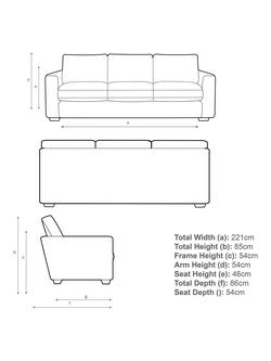 John Lewis Oliver II Grand 4 Seater Leather Sofa, Light Leg - view 2, Matt Navy